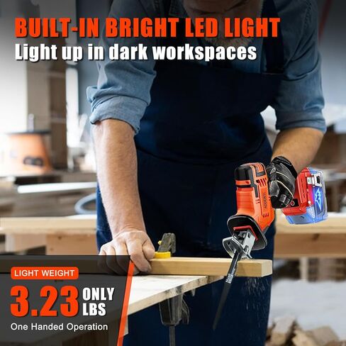 منشار ترددي لاسلكي لبطارية ميلووكي m18 18 فولت بحد أقصى، محرك بدون فرشاة، سرعة متغيرة 0-3500 SPM، تغيير الشفرة بدون أدوات، منشار ريسيبرو مع 4 شفرات منشار لقطع الخشب/المعادن (أداة فقط) in Kuwait