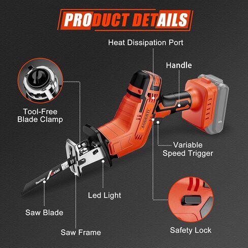 منشار ترددي لاسلكي لبطارية ميلووكي m18 18 فولت بحد أقصى، محرك بدون فرشاة، سرعة متغيرة 0-3500 SPM، تغيير الشفرة بدون أدوات، منشار ريسيبرو مع 4 شفرات منشار لقطع الخشب/المعادن (أداة فقط) in Kuwait