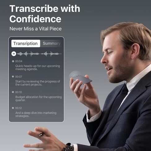 مسجل صوت مع حافظة، مسجل صوت PLAUD Note مع التحكم في التطبيق والنسخ والتلخيص بواسطة ChatGPT، يدعم 57 لغة، ذاكرة 64 جيجابايت، مثالي للمكالمات والاجتماعات والمقابلات in Kuwait