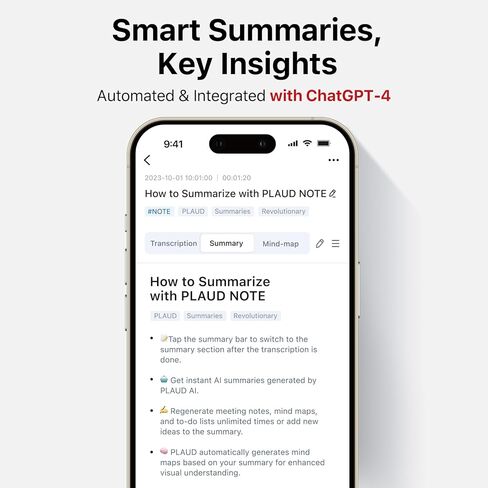 مسجل صوت مع حافظة، مسجل صوت PLAUD Note مع التحكم في التطبيق والنسخ والتلخيص بواسطة ChatGPT، يدعم 57 لغة، ذاكرة 64 جيجابايت، مثالي للمكالمات والاجتماعات والمقابلات in Kuwait