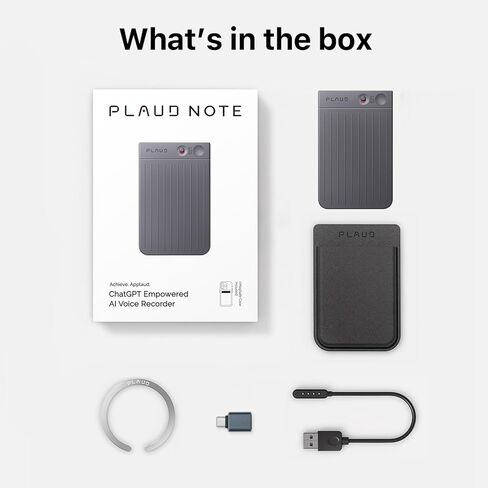 مسجل صوت مع حافظة، مسجل صوت PLAUD Note مع التحكم في التطبيق والنسخ والتلخيص بواسطة ChatGPT، يدعم 57 لغة، ذاكرة 64 جيجابايت، مثالي للمكالمات والاجتماعات والمقابلات in Kuwait