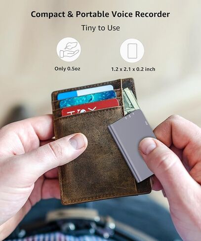 مسجل صوت رقمي مغناطيسي 64 جيجا (768 ساعة) - أجهزة تسجيل صغيرة، مسجل صوتي محمول مع تشغيل للمحاضرات والمقابلات والاجتماعات، قابل لإعادة الشحن، وتقليل الضوضاء in Kuwait