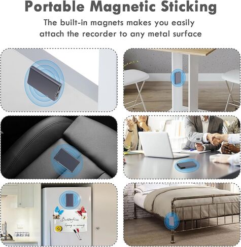 مسجل صوت رقمي مغناطيسي 64 جيجا (768 ساعة) - أجهزة تسجيل صغيرة، مسجل صوتي محمول مع تشغيل للمحاضرات والمقابلات والاجتماعات، قابل لإعادة الشحن، وتقليل الضوضاء in Kuwait