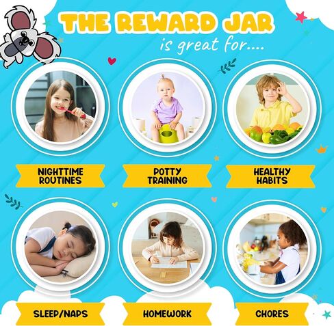 Trader Z's Kids- Premium Wooden Star Reward Jar, Chore Chart, Toddler and Kids Potty Training, Classroom and Teacher Gifts, Boys and Girls Behavior Chart, Magnetic Reward Chart for Kids. in Saudi Arabia