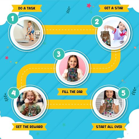 Trader Z's Kids- Premium Wooden Star Reward Jar, Chore Chart, Toddler and Kids Potty Training, Classroom and Teacher Gifts, Boys and Girls Behavior Chart, Magnetic Reward Chart for Kids. in Saudi Arabia