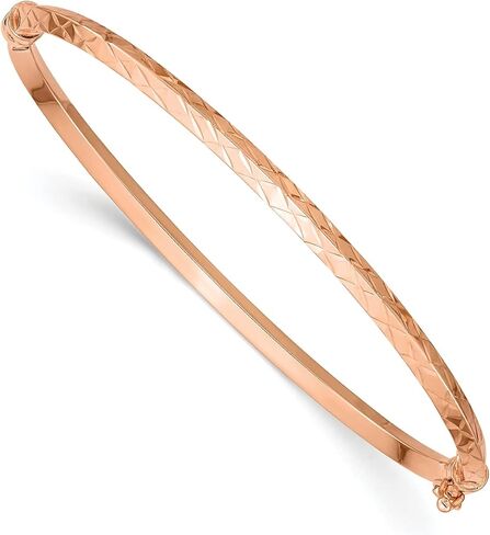 Lex & Lu 14k Rose Gold Polished D/C Hinged Bangle Bracelet in Saudi Arabia