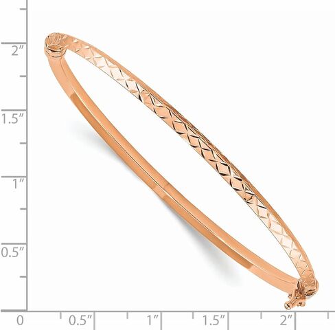 Lex & Lu 14k Rose Gold Polished D/C Hinged Bangle Bracelet in Saudi Arabia