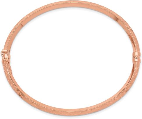 Lex & Lu 14k Rose Gold Polished D/C Hinged Bangle Bracelet in Saudi Arabia
