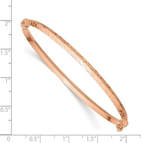 Lex & Lu 14k Rose Gold Polished D/C Hinged Bangle Bracelet in Saudi Arabia