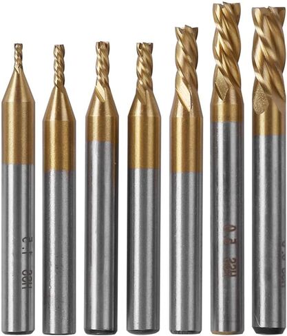 TOPPROS حزمة من 7 4-الناي التيتانيوم معطف كربيد نهاية مطحنة بت، 1.5 مم - 6 مم HSS CNC مستقيم عرقوب مثقاب مجموعة أدوات القاطع للخشب الألومنيوم الصلب التيتانيوم in Kuwait