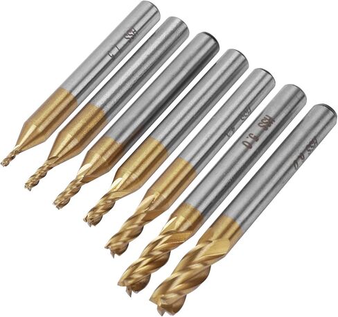 TOPPROS حزمة من 7 4-الناي التيتانيوم معطف كربيد نهاية مطحنة بت، 1.5 مم - 6 مم HSS CNC مستقيم عرقوب مثقاب مجموعة أدوات القاطع للخشب الألومنيوم الصلب التيتانيوم in Kuwait