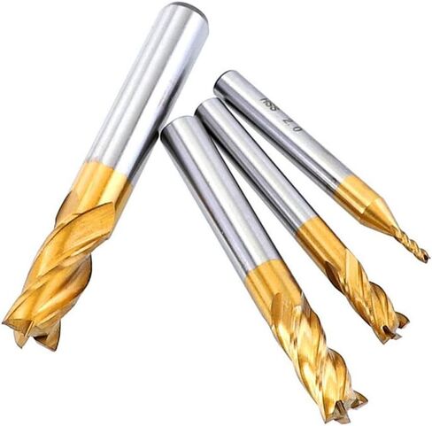 TOPPROS حزمة من 7 4-الناي التيتانيوم معطف كربيد نهاية مطحنة بت، 1.5 مم - 6 مم HSS CNC مستقيم عرقوب مثقاب مجموعة أدوات القاطع للخشب الألومنيوم الصلب التيتانيوم in Kuwait