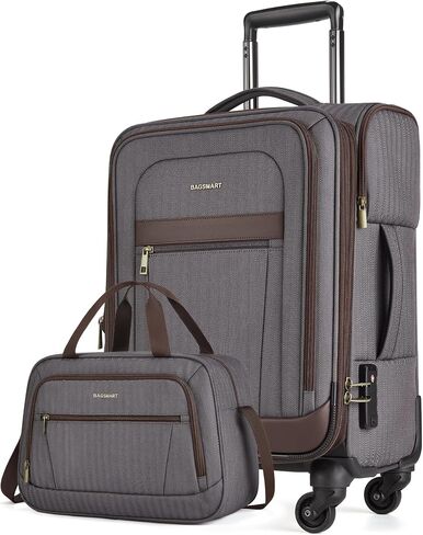 BAGSMART Carry-On Luggage Airline Approved, 20 inch Expandable Suitcase with Duffel bag, Softside Lightweight Suitcases with Spinner Wheels, Durable Travel Luggage, Carry-On Blue in Saudi Arabia