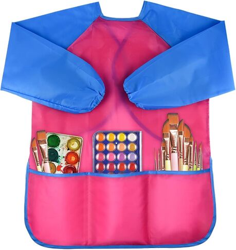 NEBURORA 1 Pack Kids Art Smocks مآزر فنية للأطفال مقاومة للماء مع 3 جيوب واسعة، لوازم الرسم للأعمار من 3 إلى 5 سنوات in Saudi Arabia
