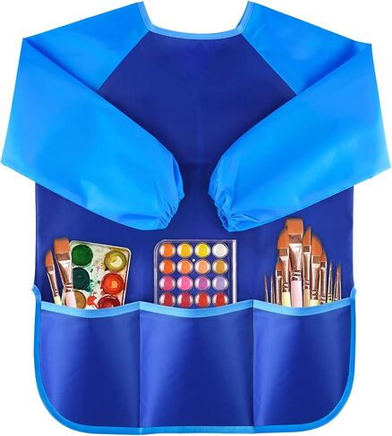 NEBURORA 1 Pack Kids Art Smocks مآزر فنية للأطفال مقاومة للماء مع 3 جيوب واسعة، لوازم الرسم للأعمار من 3 إلى 5 سنوات in Saudi Arabia