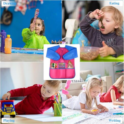 NEBURORA 1 Pack Kids Art Smocks مآزر فنية للأطفال مقاومة للماء مع 3 جيوب واسعة، لوازم الرسم للأعمار من 3 إلى 5 سنوات in Saudi Arabia