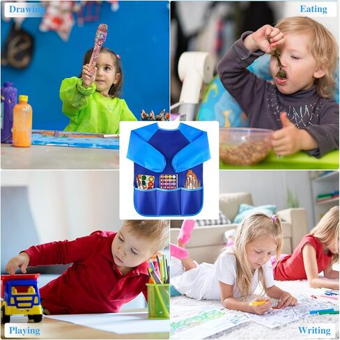 NEBURORA 1 Pack Kids Art Smocks مآزر فنية للأطفال مقاومة للماء مع 3 جيوب واسعة، لوازم الرسم للأعمار من 3 إلى 5 سنوات in Saudi Arabia