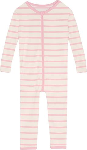 KicKee Print Convertible Sleeper, Long Sleeve Footless Bodysuit, One-Piece Ultra Soft Sleepwear (Lotus Sweet Stripe - 6-9 Months) in Saudi Arabia