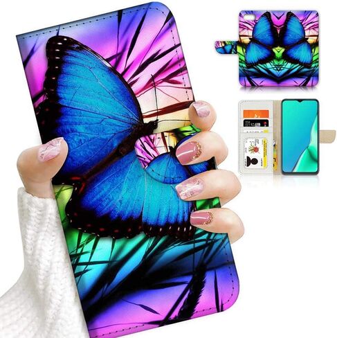 لأجهزة iPod 7، iPod 6، iPod Touch الجيل السابع والسادس، غطاء محفظة قلاب مصمم، A23071 فراشة زرقاء 23071 in Saudi Arabia