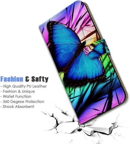 لأجهزة iPod 7، iPod 6، iPod Touch الجيل السابع والسادس، غطاء محفظة قلاب مصمم، A23071 فراشة زرقاء 23071 in Saudi Arabia