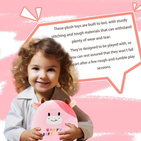 FAFVBING 9 inch Birthday Plush Pillow, Soft Plush Toy, Cute Pink Stuffed Animal, Home Room Decoration, Birthday Gift for Kids Toddlers (Cat Cap) in Saudi Arabia