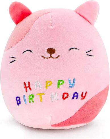 FAFVBING 9 inch Birthday Plush Pillow, Soft Plush Toy, Cute Pink Stuffed Animal, Home Room Decoration, Birthday Gift for Kids Toddlers (Cat Cap) in Saudi Arabia