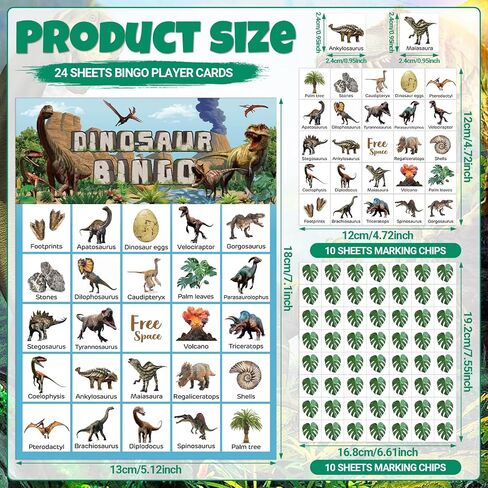 Liliful 35 Pcs Dinosaur Bingo Games 24 Players Dinosaur Party Bingo Cards Set for Boys Girls Adults Family Classroom Activities Dinosaur Birthday Theme Party Favors Supplies in Saudi Arabia