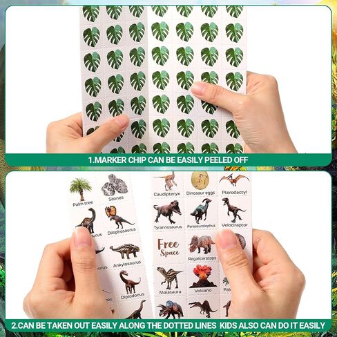 Liliful 35 Pcs Dinosaur Bingo Games 24 Players Dinosaur Party Bingo Cards Set for Boys Girls Adults Family Classroom Activities Dinosaur Birthday Theme Party Favors Supplies in Saudi Arabia