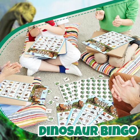 Liliful 35 Pcs Dinosaur Bingo Games 24 Players Dinosaur Party Bingo Cards Set for Boys Girls Adults Family Classroom Activities Dinosaur Birthday Theme Party Favors Supplies in Saudi Arabia