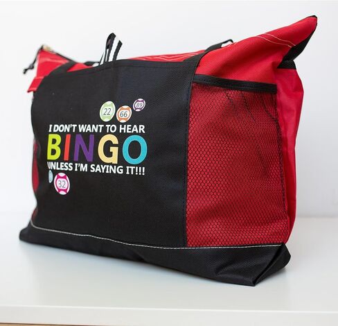Bingo Bag With Pockets Bingo Tote Bag with Zipper for Bingo Supplies I Don't Want To Hear BINGO Unless I'm Saying It Bingo Tote Bags to Organize Bingo Accessories for Travel Bingo … (Red) in Saudi Arabia