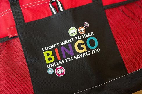 Bingo Bag With Pockets Bingo Tote Bag with Zipper for Bingo Supplies I Don't Want To Hear BINGO Unless I'm Saying It Bingo Tote Bags to Organize Bingo Accessories for Travel Bingo … (Red) in Saudi Arabia