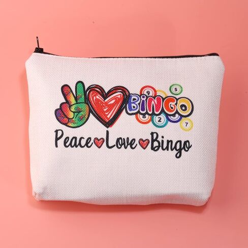 حقيبة JXGZSO Bingo Caller Bag Lucky Bingo Bag Peace Love Bingo Funny Bingo Player Casino Lover Gift in Saudi Arabia