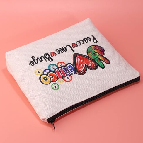 حقيبة JXGZSO Bingo Caller Bag Lucky Bingo Bag Peace Love Bingo Funny Bingo Player Casino Lover Gift in Saudi Arabia