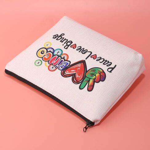 حقيبة JXGZSO Bingo Caller Bag Lucky Bingo Bag Peace Love Bingo Funny Bingo Player Casino Lover Gift in Saudi Arabia