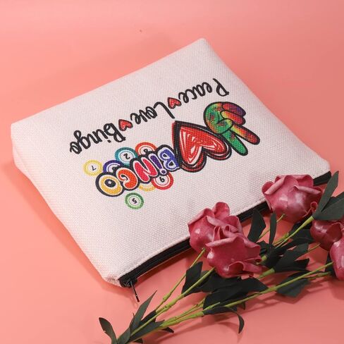 حقيبة JXGZSO Bingo Caller Bag Lucky Bingo Bag Peace Love Bingo Funny Bingo Player Casino Lover Gift in Saudi Arabia