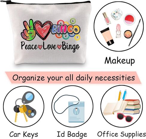 حقيبة JXGZSO Bingo Caller Bag Lucky Bingo Bag Peace Love Bingo Funny Bingo Player Casino Lover Gift in Saudi Arabia