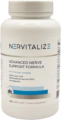 Nervitalize Advanced Nerve Support Formula - Comprehensive 9-in-1 Blend with Alpha Lipoic Acid, Pea, Ashwagandha, Vitamins B Complex & D, Antioxidant-Rich, 120 Capsules in Saudi Arabia