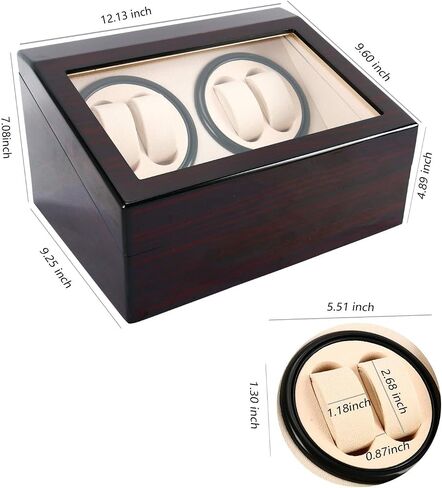 DasMarine Luxury 4+6 Automatic Watch Winder Deluxe Wooden Dual Automatic Motor Rotating Watches Display Storage Box in Saudi Arabia