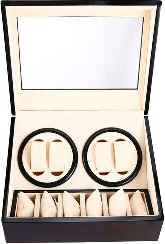 DasMarine Luxury 4+6 Automatic Watch Winder Deluxe Wooden Dual Automatic Motor Rotating Watches Display Storage Box in Saudi Arabia