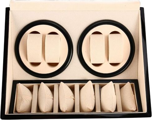 DasMarine Luxury 4+6 Automatic Watch Winder Deluxe Wooden Dual Automatic Motor Rotating Watches Display Storage Box in Saudi Arabia