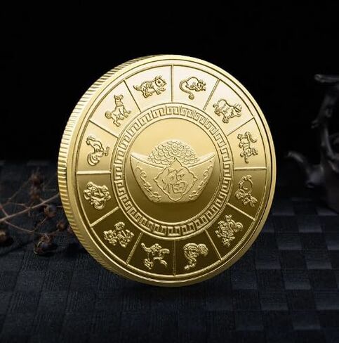 سنة التنين 2024 السنة الصينية الجديدة مطلية بالذهب عملة تذكارية قابلة للتجميع تدعو الثروة والازدهار السنة الصينية الجديدة - أداة خدش اليانصيب in Saudi Arabia