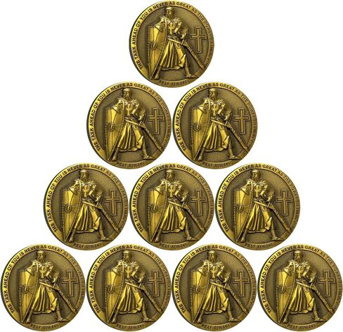 The Task Ahead of You is Never As Great As The Power Behind You Christian Challenge Coin Armed Soldier Cross Relief Inspiring Bible Verse Pocket Token (Pack of 10) in Saudi Arabia