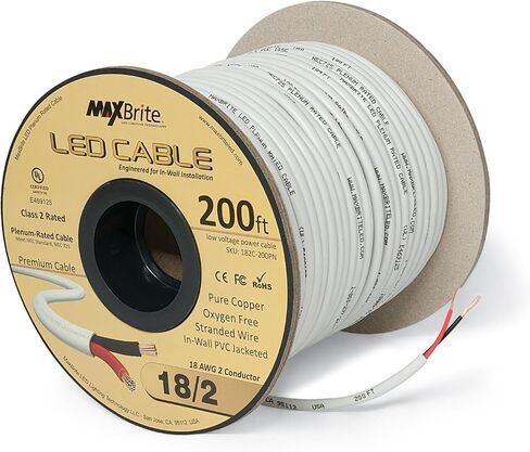18AWG LED Cable/Speaker Wire 2 Conductor in-Wall Plenum Rated Jacketed, Low Voltage Wiring, UL Class 2 Certified - 500 ft Spool in Saudi Arabia