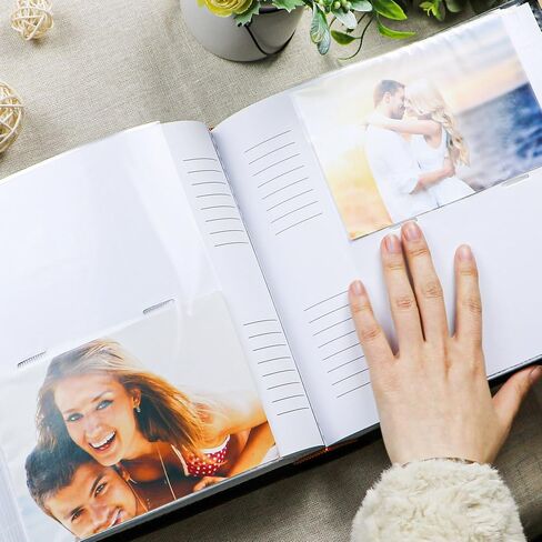 ألبوم صور Holoary مقاس 4 × 6، 200 صورة من جلد البولي يوريثان ألبوم صور عتيق للعائلة والذكرى السنوية للزفاف وإجازة الطفل (أبيض) in Kuwait