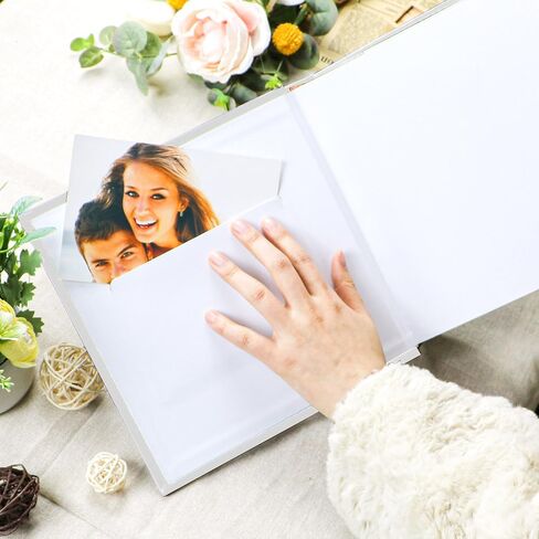 ألبوم صور Holoary مقاس 4 × 6، 200 صورة من جلد البولي يوريثان ألبوم صور عتيق للعائلة والذكرى السنوية للزفاف وإجازة الطفل (أبيض) in Kuwait