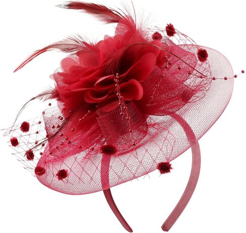 Needzo Colored Fascinator، Derby، ملحقات الكنيسة وحفلات الشاي، عصابة رأس أو مشبك شعر للنساء، مقاس واحد يناسب الجميع (أسمر) in Saudi Arabia
