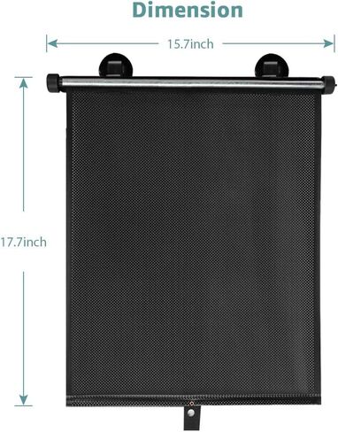 مظلة شمسية لنافذة جانبية للسيارة - عبوتان من مظلة شمسية دوارة للسيارة قابلة للسحب، ظلال لنافذة السيارة للحماية من الأشعة فوق البنفسجية ووهج الشمس وإكسسوارات سفر سيارة الأطفال (15 بوصة × 17 بوصة) in Kuwait