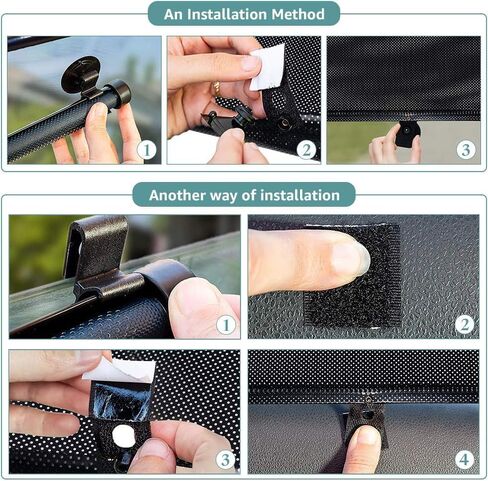 مظلة شمسية لنافذة جانبية للسيارة - عبوتان من مظلة شمسية دوارة للسيارة قابلة للسحب، ظلال لنافذة السيارة للحماية من الأشعة فوق البنفسجية ووهج الشمس وإكسسوارات سفر سيارة الأطفال (15 بوصة × 17 بوصة) in Kuwait