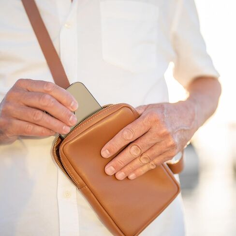 Premium Full Grain Leather Sling Bag - Small Crossbody Bag for Men, Lightweight, RFID Protection in Saudi Arabia