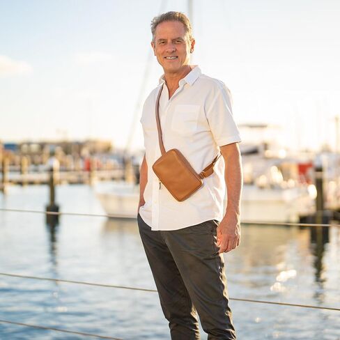 Premium Full Grain Leather Sling Bag - Small Crossbody Bag for Men, Lightweight, RFID Protection in Saudi Arabia